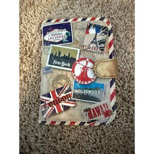 Passport Holder Wallet with Vegas, Paris, New York, Hollywood, Other Map Design